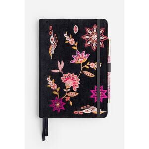Johnny Was Chiara Journal + Pen Set — NEW — Black Velvet Embroidered Cover